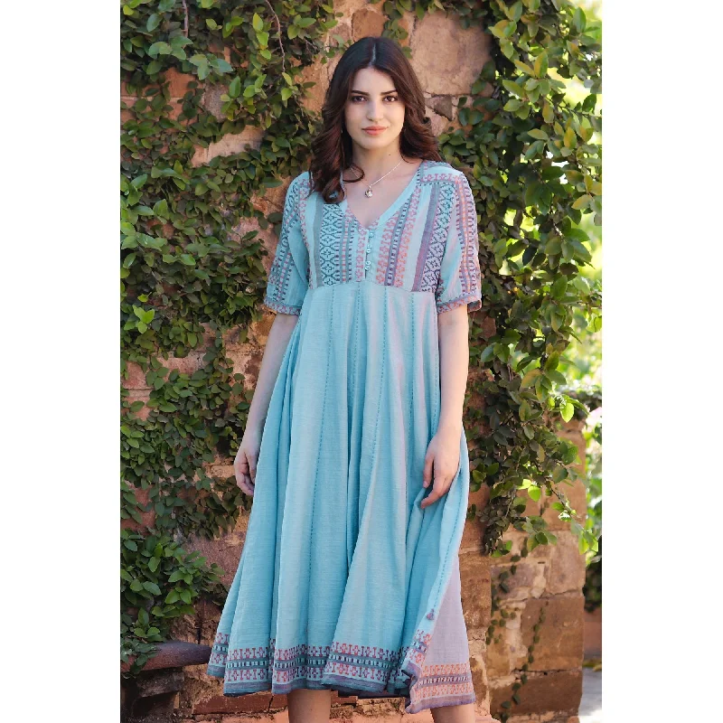 Novica Handmade Jaipur Heritage Cotton Midi Dress