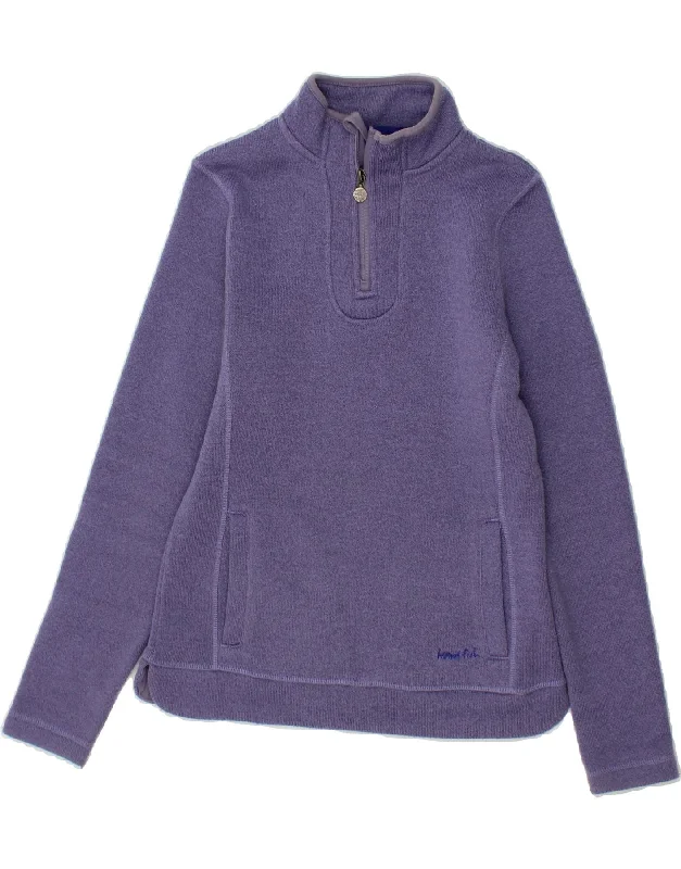 WEIRD FISH Womens Zip Neck Sweatshirt Jumper UK 8 Small Purple Polyester