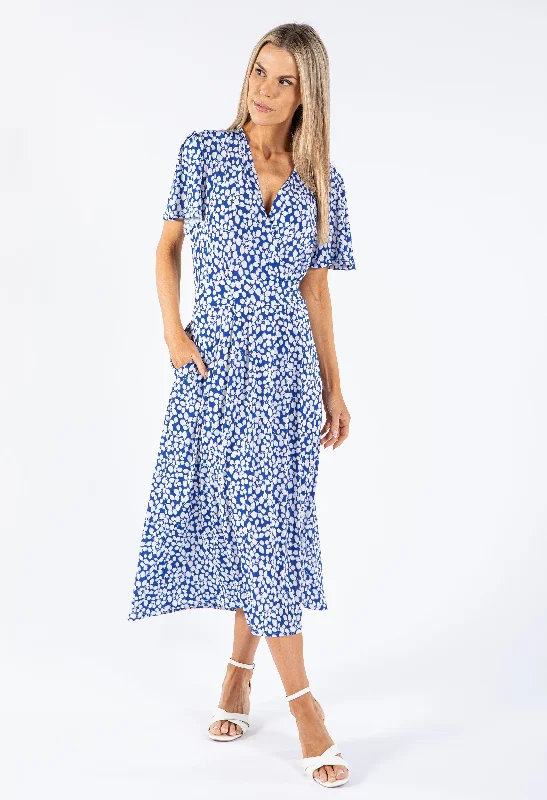 Leaf Print V Neckline Dress