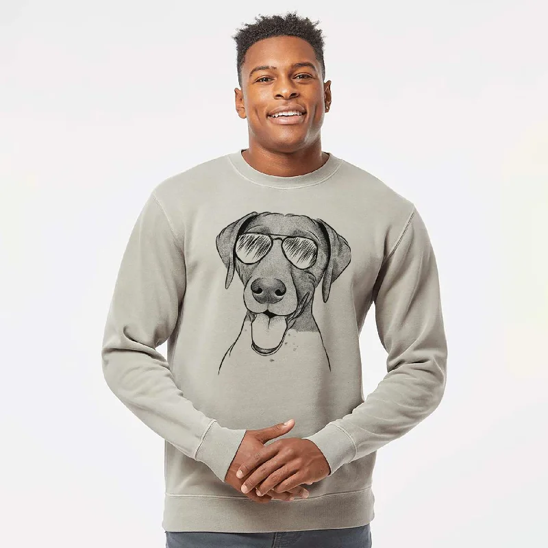 Aviator Remi the German Shorthaired Pointer - Unisex Pigment Dyed Crew Sweatshirt