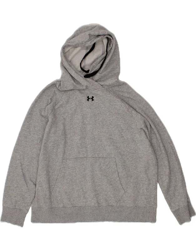 UNDER ARMOUR Womens Loose Fit Hoodie Jumper UK 18 XL Grey Cotton