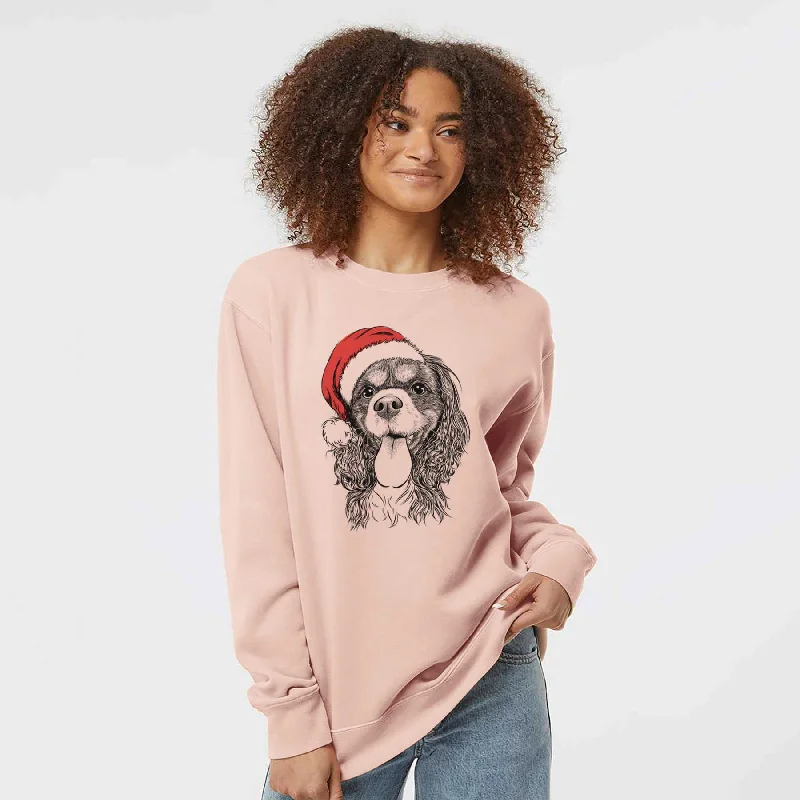 Santa Elizabeth the Cavalier King Charles Spaniel - Unisex Pigment Dyed Crew Sweatshirt