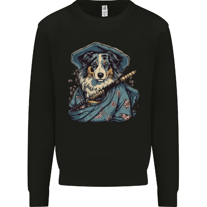 Australian Sheepdog Samurai Warrior Fantasy Mens Sweatshirt Jumper