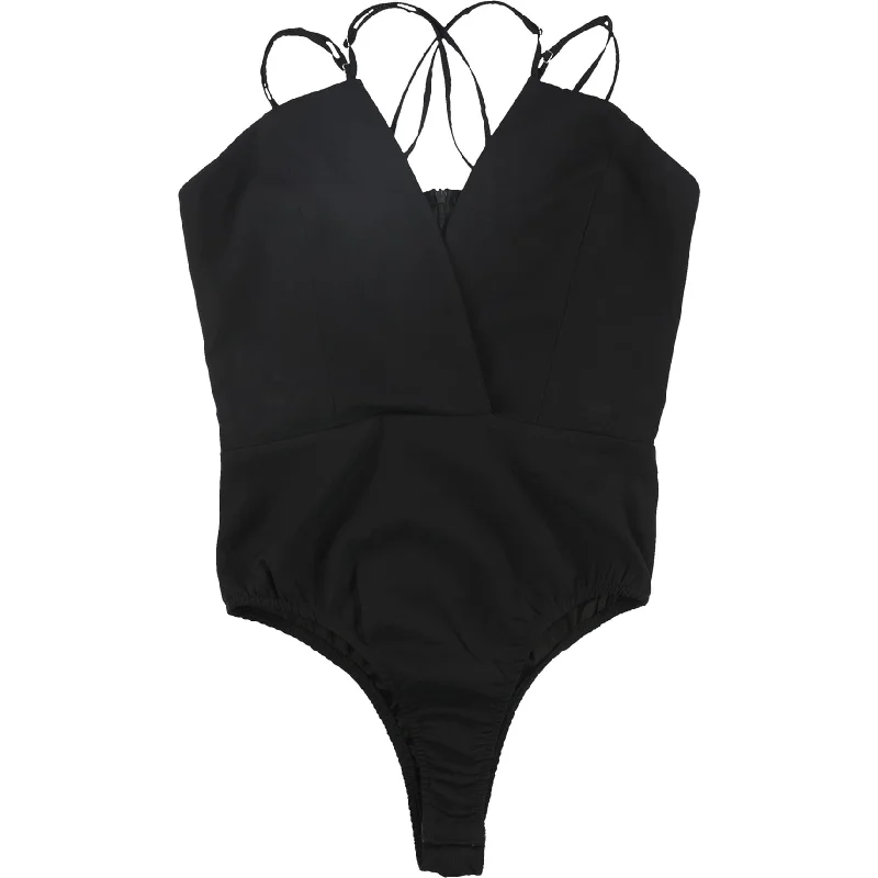 ANGL Womens Solid Bodysuit Jumpsuit, Black, Medium