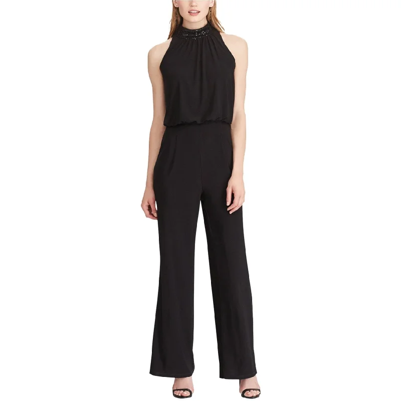 American Living Womens Sequin Jumpsuit, Black, 4