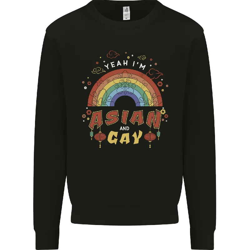 Asian and Gay Funny Gaysian LGBT Pride Mens Sweatshirt Jumper