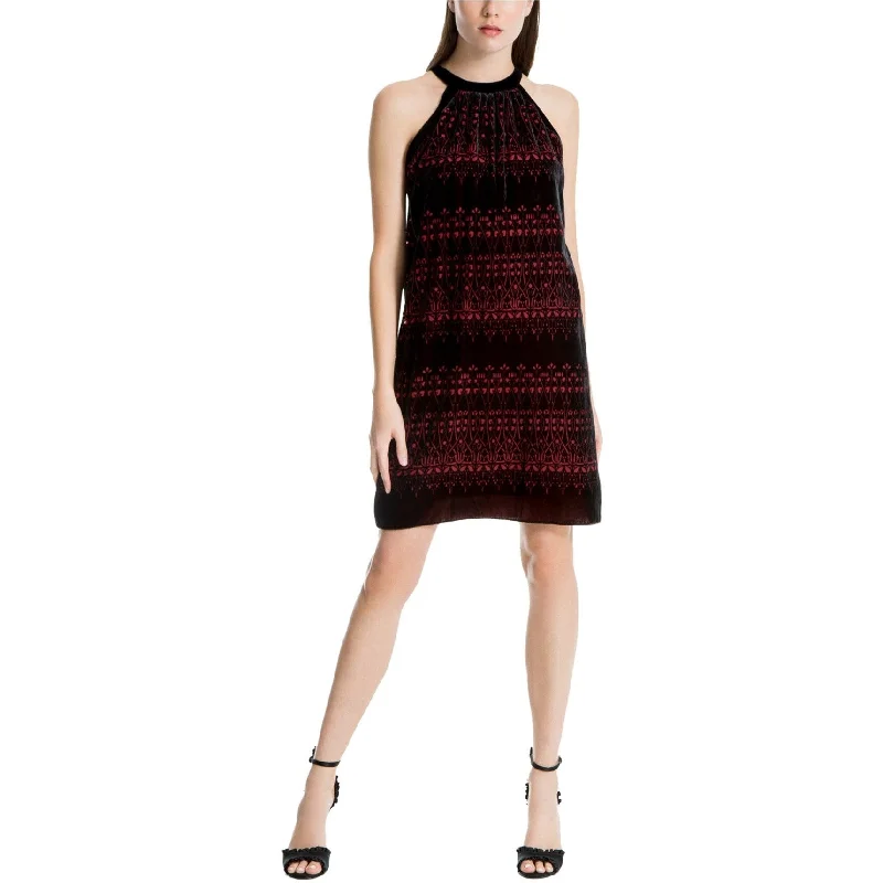 Max Studio London Womens Printed Velvet A-Line Dress