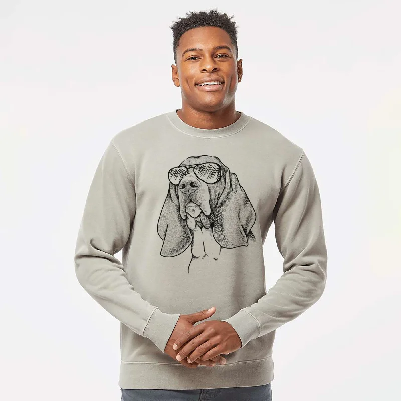 Aviator Cooper the Basset Hound - Unisex Pigment Dyed Crew Sweatshirt