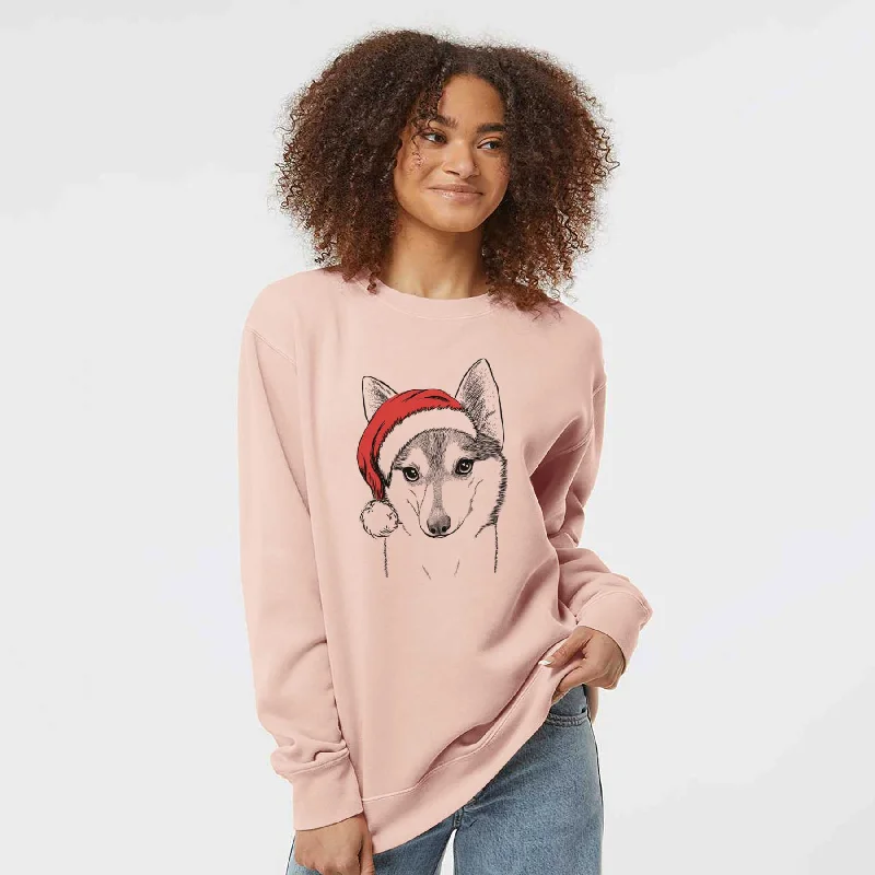 Santa Nami the Alaskan Klee Kai - Unisex Pigment Dyed Crew Sweatshirt