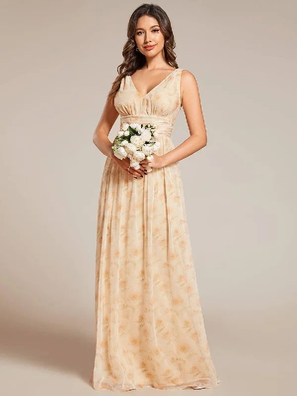 Chiffon Empire Waist Sleeveless Pleated Bridesmaid Dress