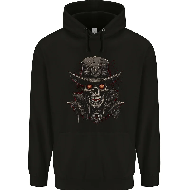 A Heavy Metal Skull Cowboy Demon Evil Mens 80% Cotton Hoodie