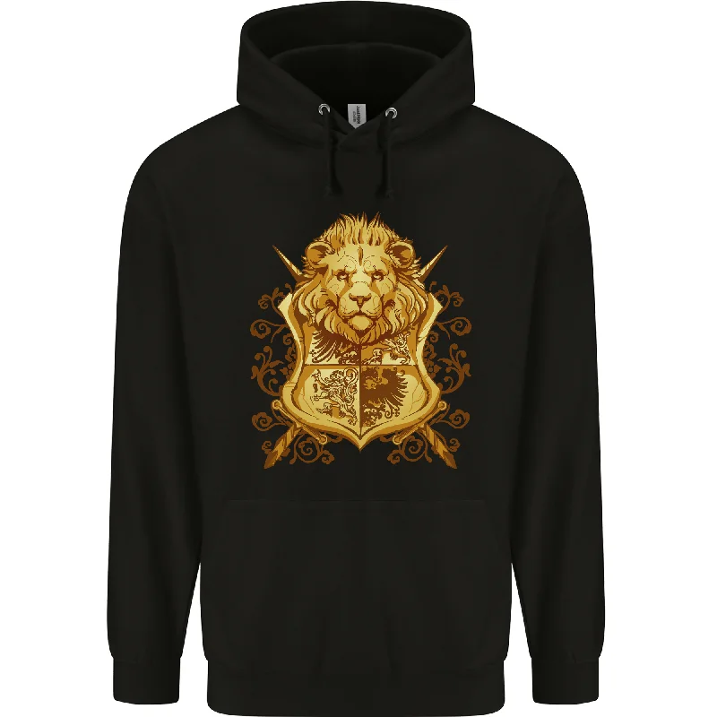 A Heraldic Lion Shield Coat of Arms Mens 80% Cotton Hoodie