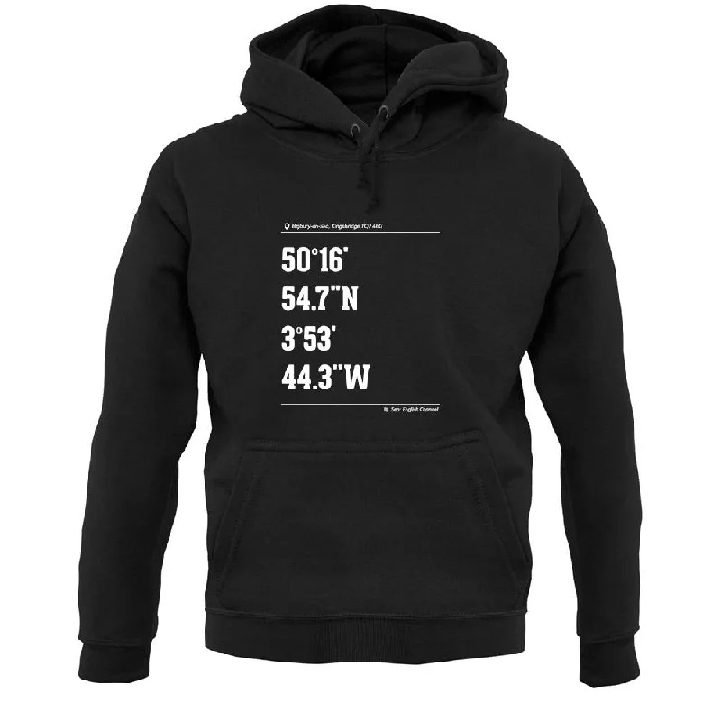 Surfing Coordinates Bigburyon Sea Unisex Hoodie