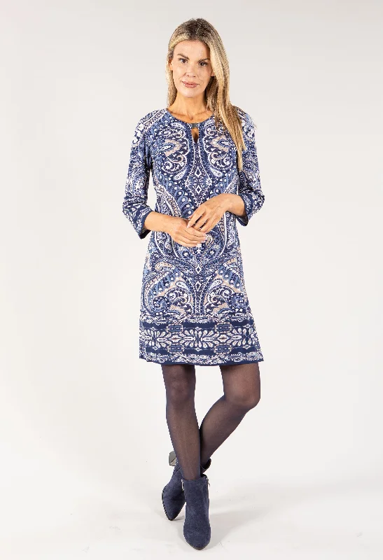 Paisley Print Keyhole Neckline Dress