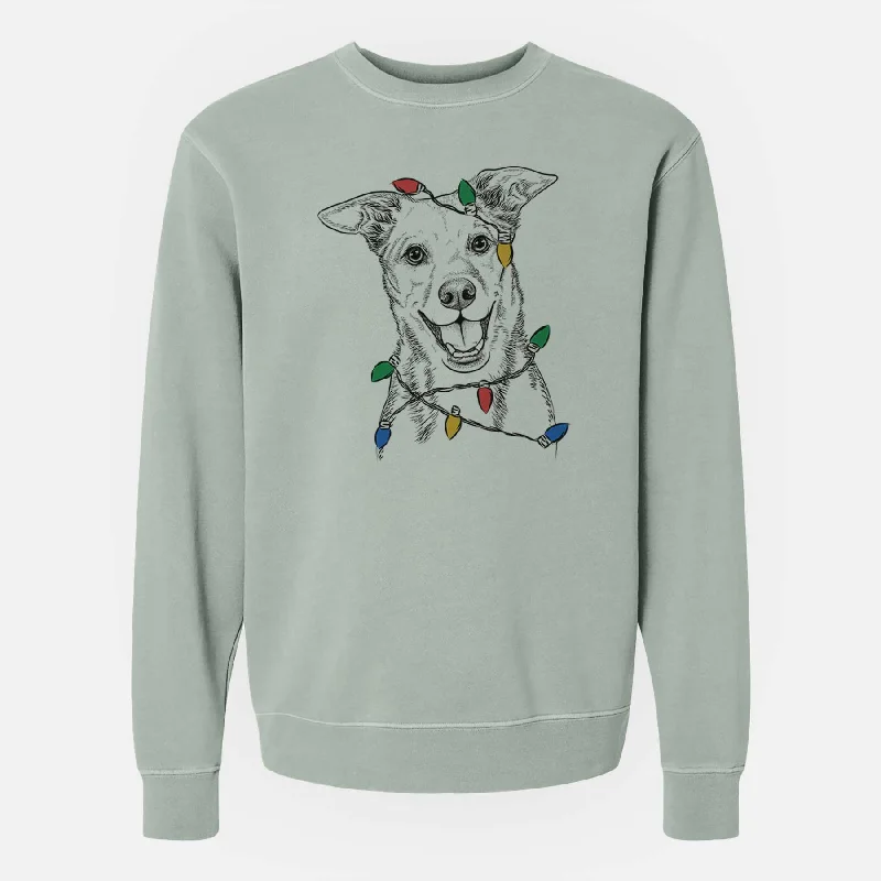 Christmas Lights Rocco the Mixed Breed - Unisex Pigment Dyed Crew Sweatshirt