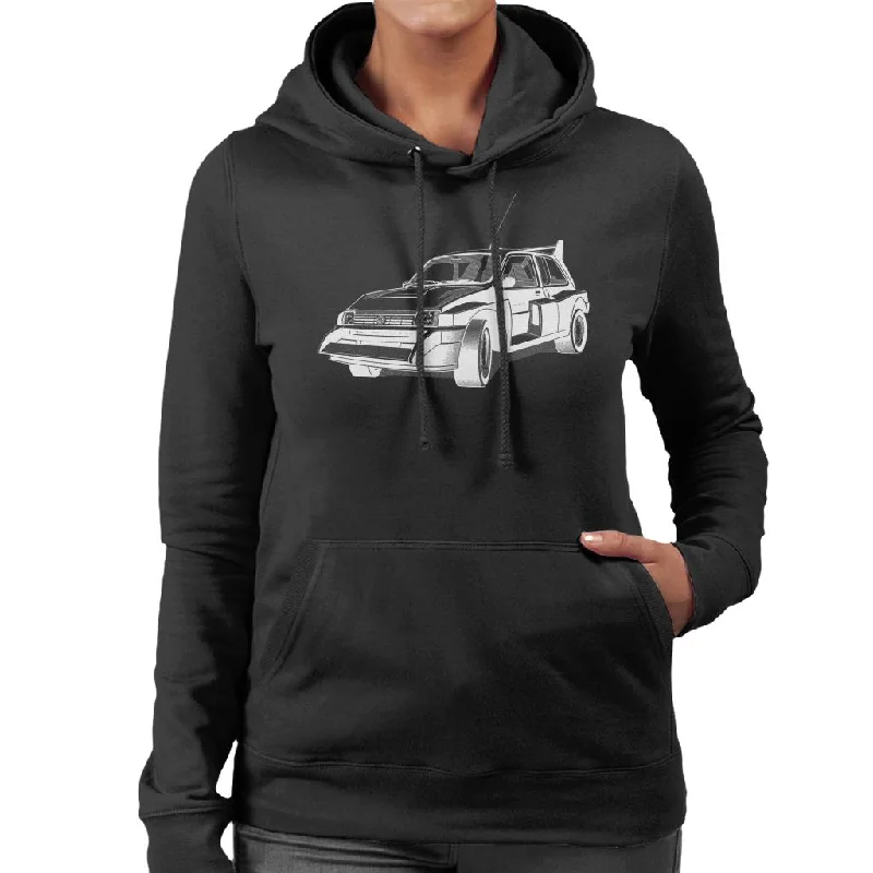 MG Metro 6R4 Black And White British Motor Heritage Women's Hooded Sweatshirt