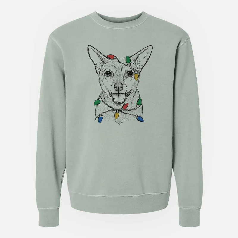 Christmas Lights Georgie the Chiweenie - Unisex Pigment Dyed Crew Sweatshirt