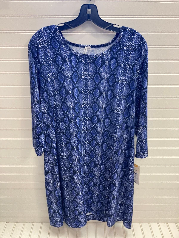 Dress Casual Short By Lulu-B In Blue & White, Size: 1x