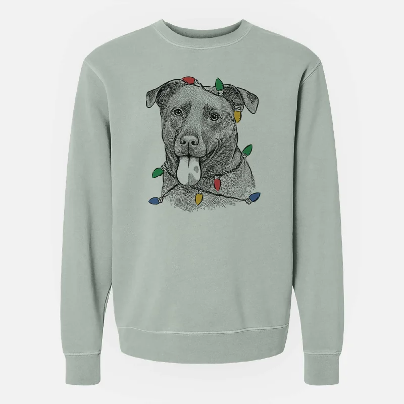 Christmas Lights Harbor the Mixed Breed - Unisex Pigment Dyed Crew Sweatshirt