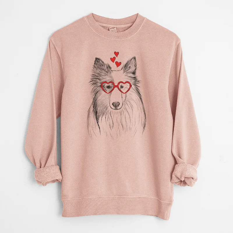 Valentine Palin the Shetland Sheepdog - Unisex Pigment Dyed Crew Sweatshirt