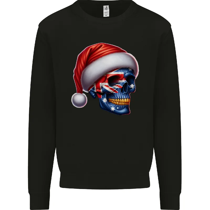 Australia Christmas Skull Australian Flag Biker Mens Sweatshirt Jumper