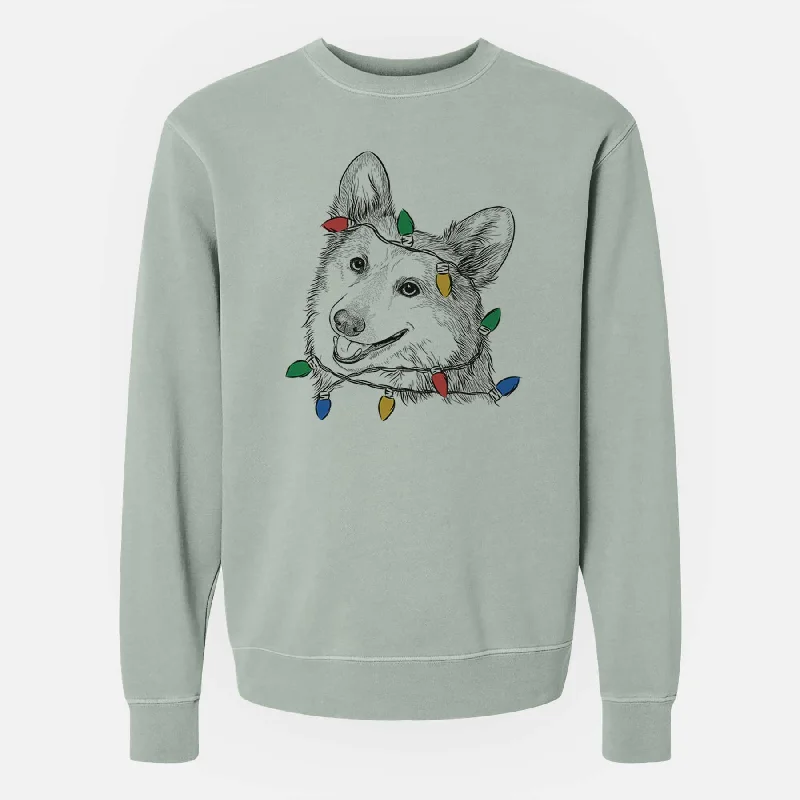 Christmas Lights Scout the Pembroke Welsh Corgi - Unisex Pigment Dyed Crew Sweatshirt